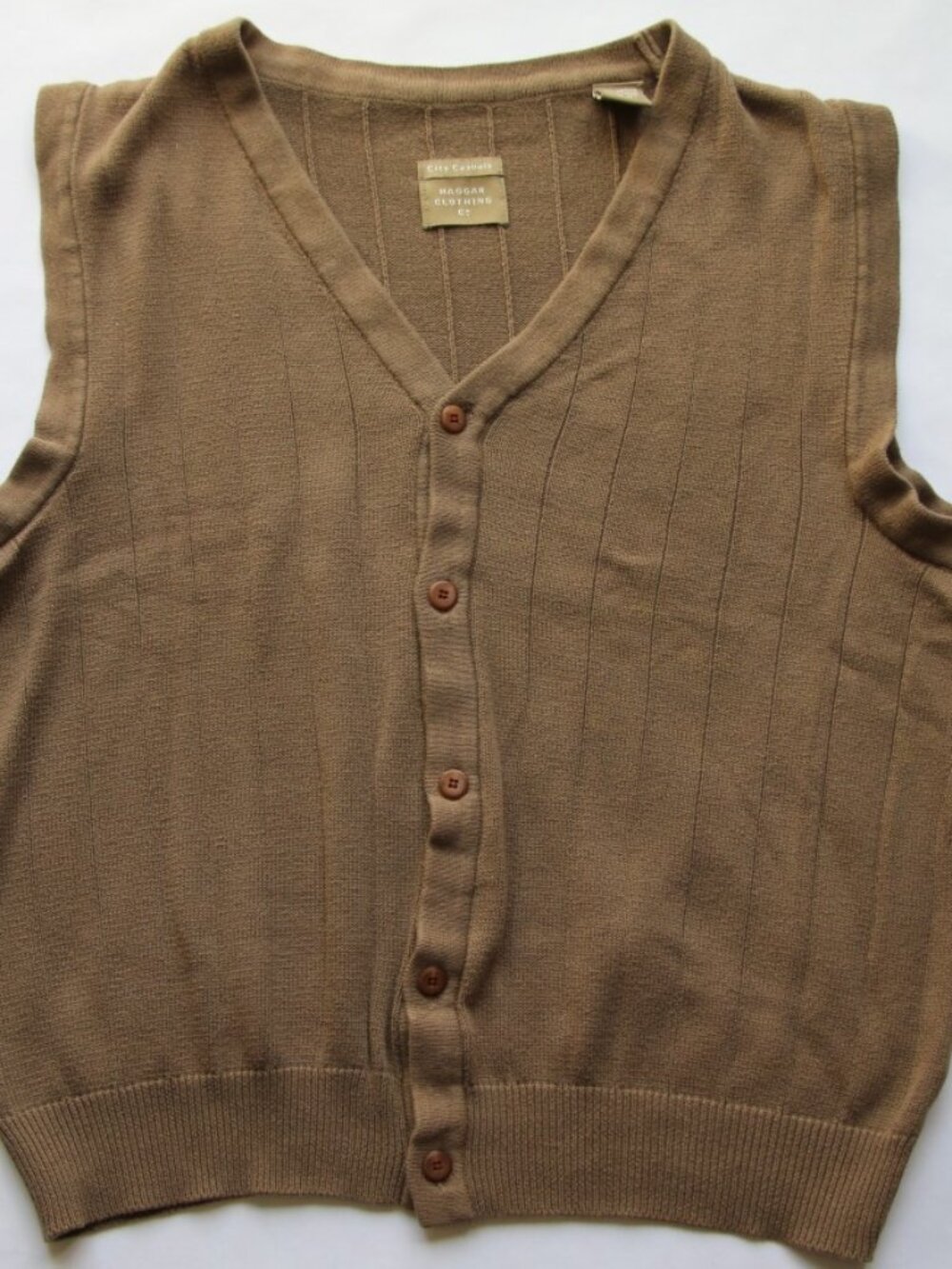 CITY CASUALS HAGGAR CLOTHING Cocoa Brown Sweater Vest 100% Cotton Dry Clean Only
